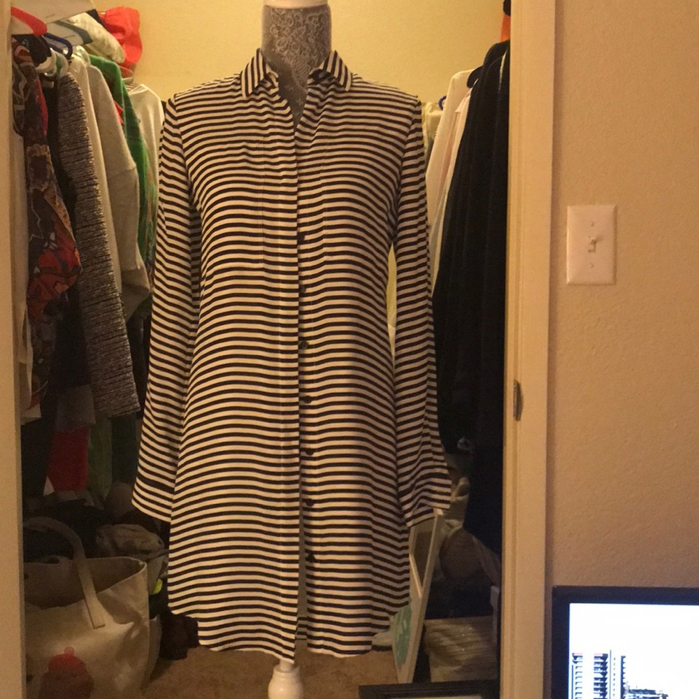 Theory Shirt Dress Size 0 Navy & WhiteNew WO Tags